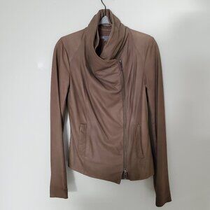 Vince Leather Scuba Jacket in Olive Green, Size S